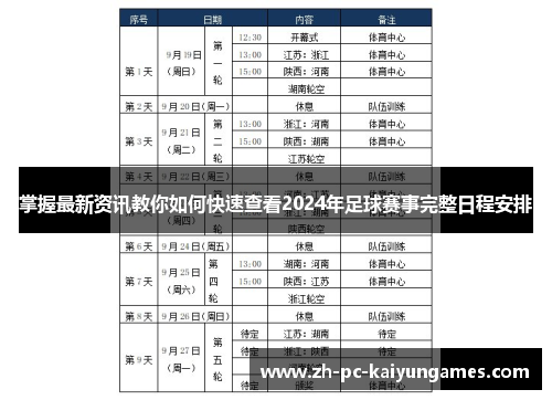 掌握最新资讯教你如何快速查看2024年足球赛事完整日程安排 掌握最新资讯教你如何快速查看2024年足球赛事完整日程安排